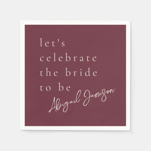 Moderne Minimalistische Pruim Bruiloft Feest Servet (Voorkant)