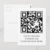 Moderne Minimalistische QR Aangepaste Tekst Postka Briefkaart (Voorkant / Achterkant)