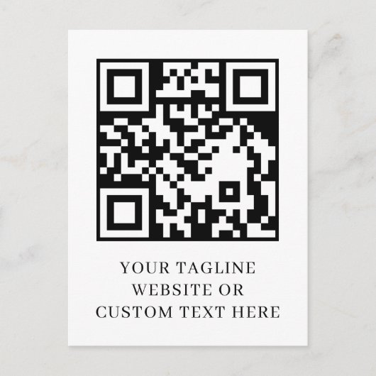Moderne Minimalistische QR Aangepaste Tekst Postka Briefkaart (Voorkant)