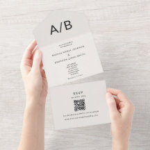 Moderne Minimalistische QR All-in-One Trouw Uitnod