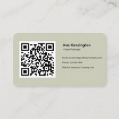 Moderne Minimalistische QR-code Aangepast  Visitekaartje (Achterkant)
