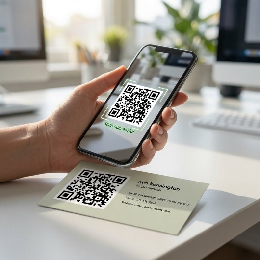 Moderne Minimalistische QR-code Aangepast  Visitekaartje