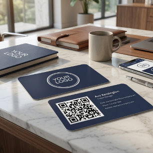 Moderne Minimalistische QR-code Aangepast Visitekaartje