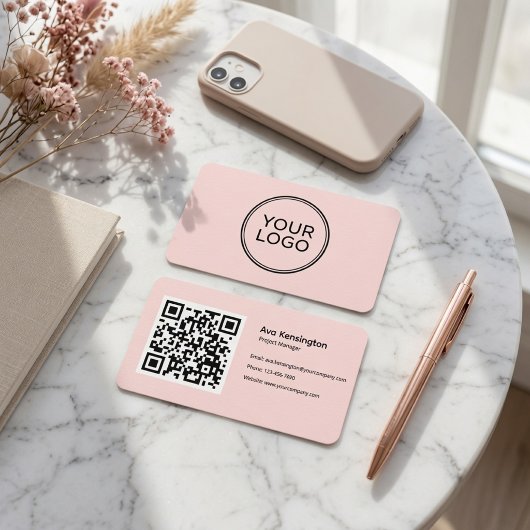 Moderne Minimalistische QR-code Aangepaste Logo Ro Visitekaartje