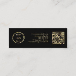 Moderne minimalistische QR-code Black Gold Busines Mini Visitekaartje