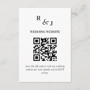 Moderne minimalistische QR-code bruiloft Informatiekaartje