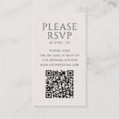 Moderne minimalistische QR-code bruiloft RSVP-Kaar Informatiekaartje (Voorkant)