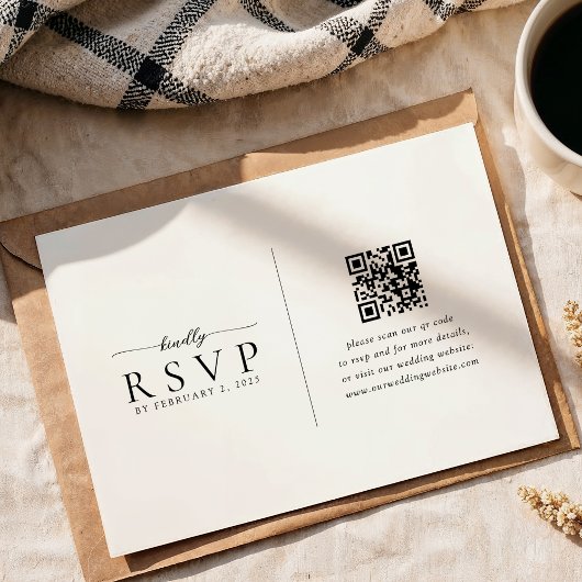 Moderne minimalistische QR-code bruiloft RSVP Kaartje