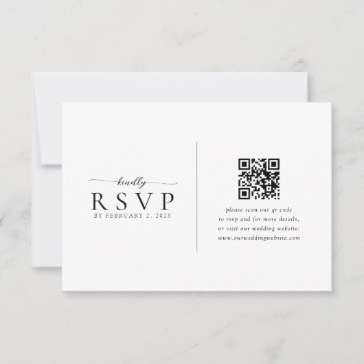 Moderne minimalistische QR-code bruiloft RSVP Kaartje (Voorkant)