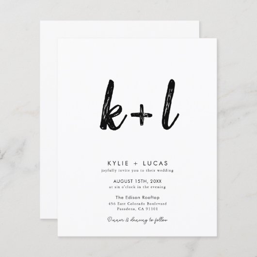 Moderne minimalistische QR-code bruiloft uitnodigi (Voorkant / Achterkant)