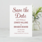 Moderne minimalistische QR-code Burgundy Elegant W Save The Date (Staand voorkant)