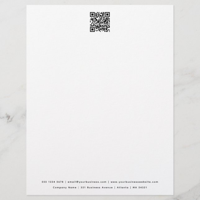 Moderne minimalistische QR Code Business Letterhea Briefhoofd (Voorkant)