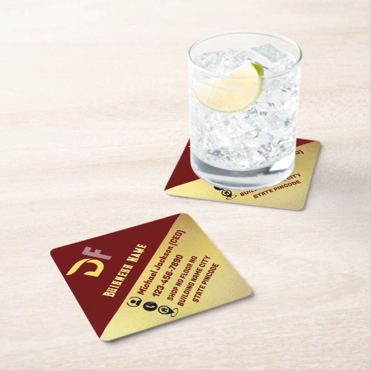 Moderne minimalistische QR Code Business Logo Gold Kartonnen Onderzetters (Insitu)