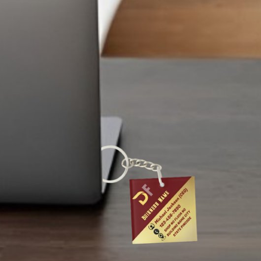 Moderne minimalistische QR Code Business Logo Gold Sleutelhanger