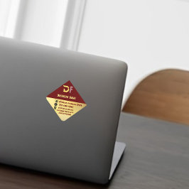 Moderne minimalistische QR Code Business Logo Gold Vierkante Sticker