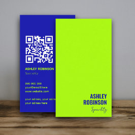 Moderne minimalistische QR-code elektrische limoen Visitekaartje