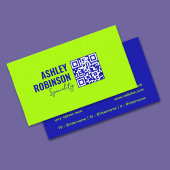 Moderne minimalistische QR-code elektrische limoen Visitekaartje