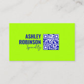Moderne minimalistische QR-code elektrische limoen Visitekaartje (Voorkant)
