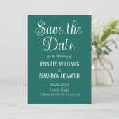 Moderne minimalistische QR-code Emerald Green Wedd Save The Date (Staand voorkant)