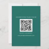 Moderne minimalistische QR-code Emerald Green Wedd Save The Date (Achterkant)
