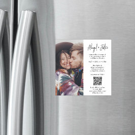 Moderne Minimalistische QR-code & Foto All-in-One Magnetische Uitnodiging
