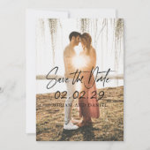 Moderne Minimalistische QR-code Foto Bruiloft Save The Date (Voorkant)