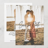 Moderne Minimalistische QR-code Foto Bruiloft Save The Date (Voorkant / Achterkant)