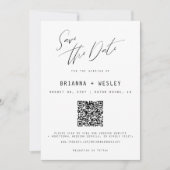 Moderne Minimalistische QR-code Foto Save The Date (Voorkant)