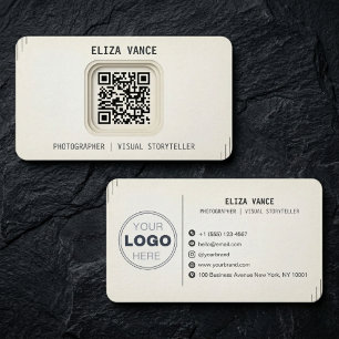 Moderne Minimalistische QR Code Fotograaf Visitekaartje