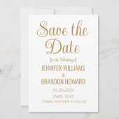 Moderne minimalistische QR-code Gold Elegant Weddi Save The Date (Voorkant)