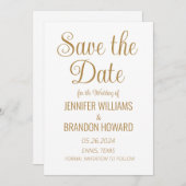 Moderne minimalistische QR-code Gold Elegant Weddi Save The Date (Voorkant / Achterkant)