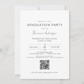 Moderne minimalistische QR Code Graduation Party Kaart (Voorkant)