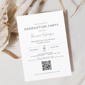 Moderne minimalistische QR Code Graduation Party Kaart