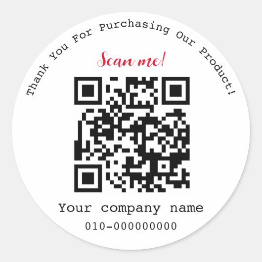 Moderne, minimalistische QR-code Hartelijk dank Ronde Sticker (Voorkant)