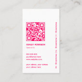 Moderne Minimalistische QR-code hot pink professio Visitekaartje (Achterkant)