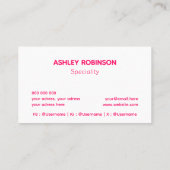 Moderne Minimalistische QR-code hot pink professio Visitekaartje (Achterkant)