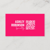 Moderne Minimalistische QR-code hot pink professio Visitekaartje (Voorkant)