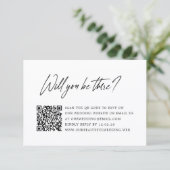 Moderne Minimalistische QR Code Huwelijk RSVP Kaartje (Staand voorkant)