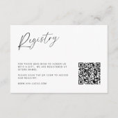 Moderne minimalistische QR-code huwelijksregister Informatiekaartje (Voorkant)
