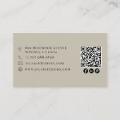Moderne Minimalistische QR-code Interieurontwerper Visitekaartje (Achterkant)
