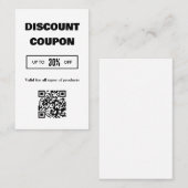 Moderne minimalistische QR-code korting Kaart Visitekaartje (Voorkant / Achterkant)