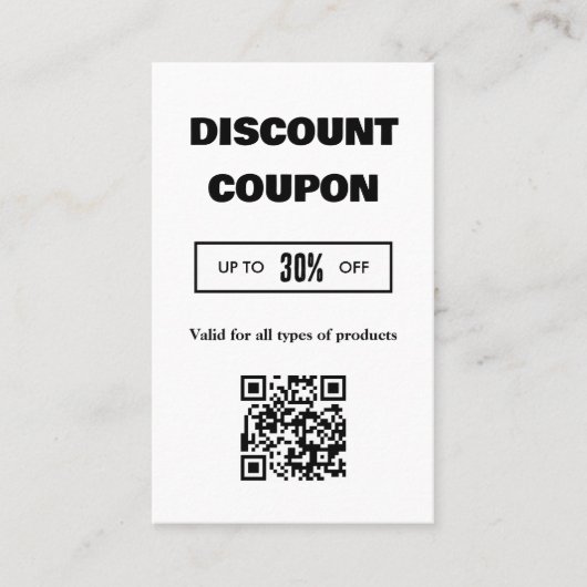Moderne minimalistische QR-code korting Kaart Visitekaartje (Voorkant)