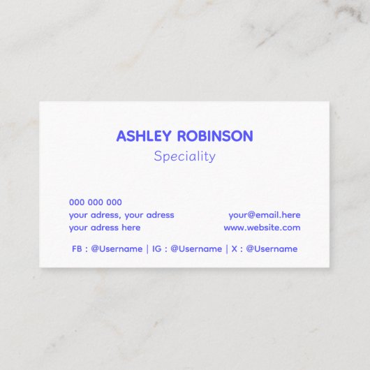 Moderne Minimalistische QR-code levendig blauw pro Visitekaartje (Achterkant)