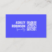 Moderne Minimalistische QR-code levendig blauw pro Visitekaartje (Voorkant)