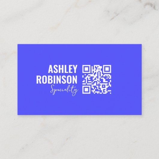 Moderne Minimalistische QR-code levendig blauw pro Visitekaartje (Voorkant)