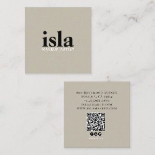 Moderne Minimalistische QR-code Make-up Artiest Vierkante Visitekaartje