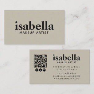 Moderne Minimalistische QR-code Make-up Artiest Visitekaartje