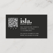 Moderne Minimalistische QR-code Make-up Artiest Visitekaartje (Achterkant)
