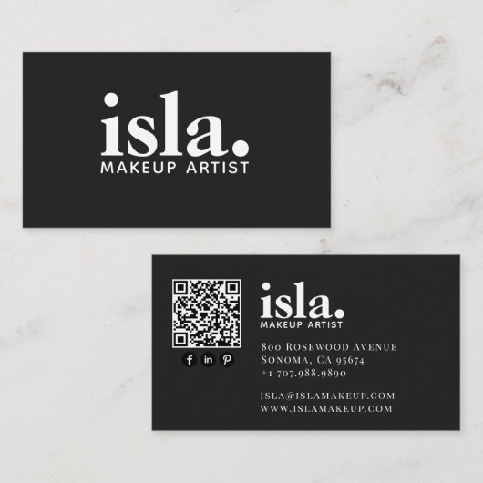 Moderne Minimalistische QR-code Make-up Artiest Visitekaartje (Voorkant / Achterkant)