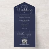 Moderne minimalistische QR-code marineverbinding b All In One Uitnodiging (Binnen)